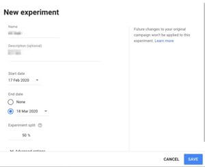 Google Adwords Experiment Duration - AB testing in AdWords