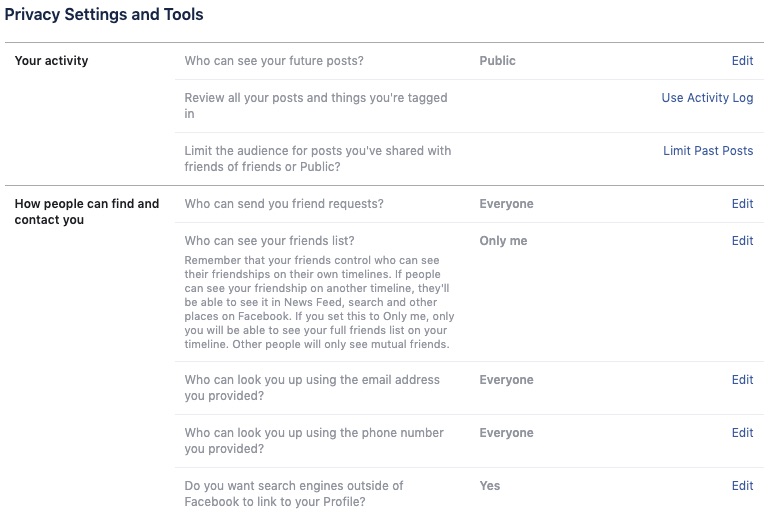 Facebook Privacy Settings