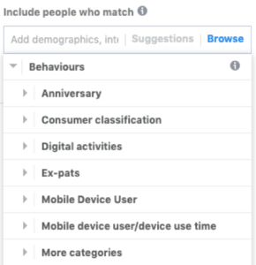 Facebook Saved Audience - Behavior-based targeting