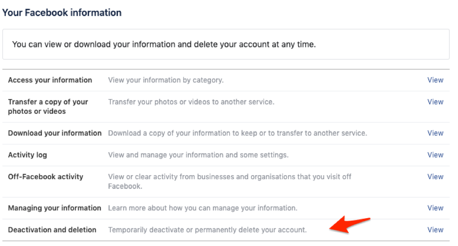 How to deactivate your Facebook account - deactivation or deletion