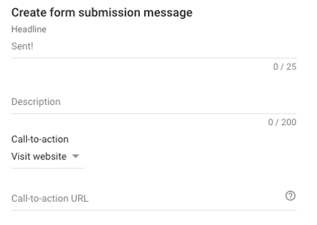 lead ad extension - submission message