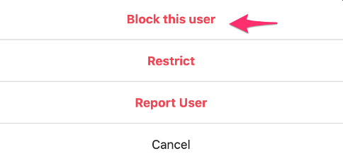 Block Instagram Profile - Click Block this user
