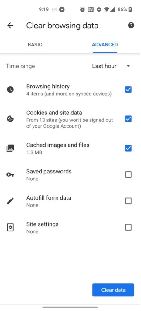 Google history to delete - kind of information stored